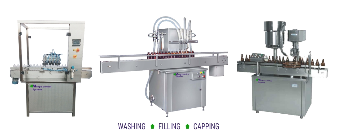 Washing, filling and capping machine